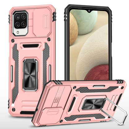 For Samsung Galaxy A12 5G/4G / M12 / F12 Armor PC + TPU Camera Shield Phone Case(Rose Gold) - Galaxy Phone Cases by buy2fix | Online Shopping UK | buy2fix