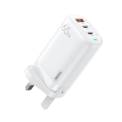 REMAX RP-U55 Territory Series 65W USB+Dual USB-C / Type-C Interface Fast Charger, Specification:UK Plug(White) - USB Charger by REMAX | Online Shopping UK | buy2fix