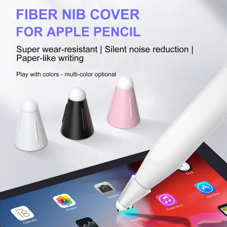 8 PCS / Set Fiber Texture Nib Protector For Apple Pencil(White) - Pencil Accessories by buy2fix | Online Shopping UK | buy2fix