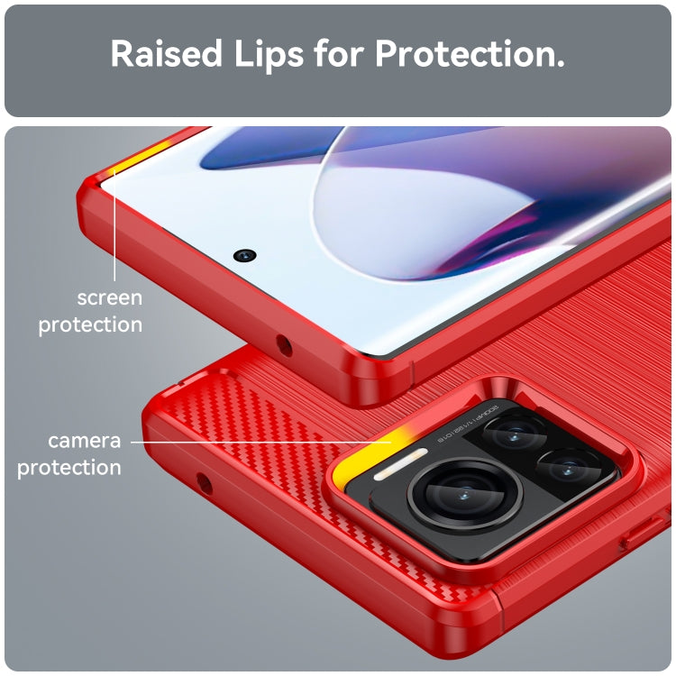 For Motorola Moto X30 Pro/Edge 30 Ultra Brushed Texture Carbon Fiber TPU Phone Case(Red) - Motorola Cases by buy2fix | Online Shopping UK | buy2fix