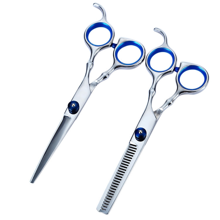 2 PCS Professional Hair Cutting Thinning Scissor Hairdressing Flat Shear Scissors Kit(Blue) - Hair Trimmer by buy2fix | Online Shopping UK | buy2fix