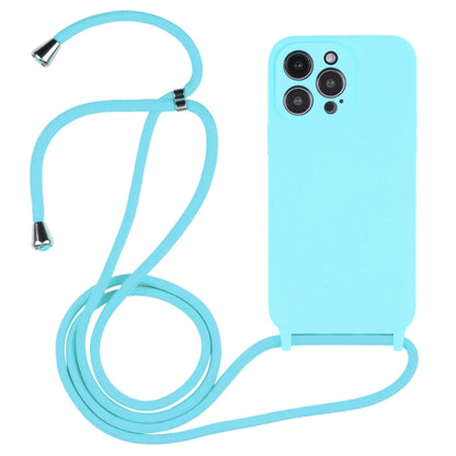 For iPhone 14 Pro Max Crossbody Lanyard Liquid Silicone Case(Ice Blue) - iPhone 14 Pro Max Cases by buy2fix | Online Shopping UK | buy2fix