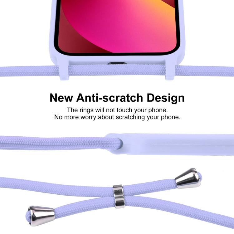 For iPhone 13 Crossbody Lanyard Liquid Silicone Case(Light Purple) - iPhone 13 Cases by buy2fix | Online Shopping UK | buy2fix