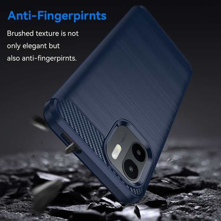 For Xiaomi Redmi A1 Brushed Texture Carbon Fiber TPU Phone Case(Blue) - Xiaomi Cases by buy2fix | Online Shopping UK | buy2fix