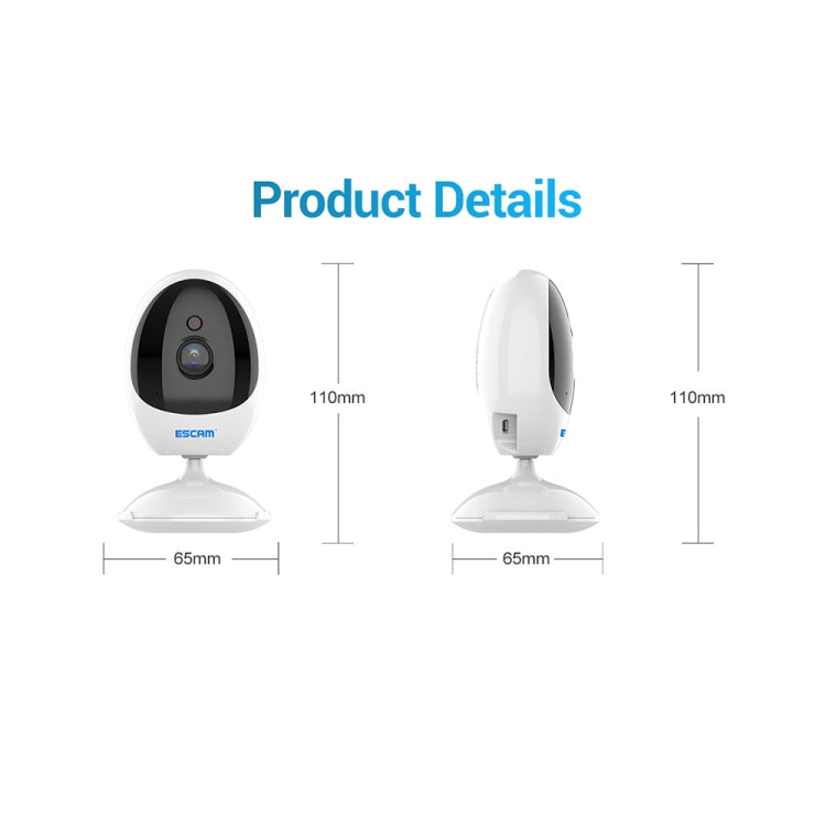 ESCAM QF006 3MP 1296P HD Indoor Wireless PTZ IP Camera IR Night Vision AI Humanoid Detection Home Security CCTV Monitor, Plug Type:AU Plug(White) - Mini Camera by ESCAM | Online Shopping UK | buy2fix