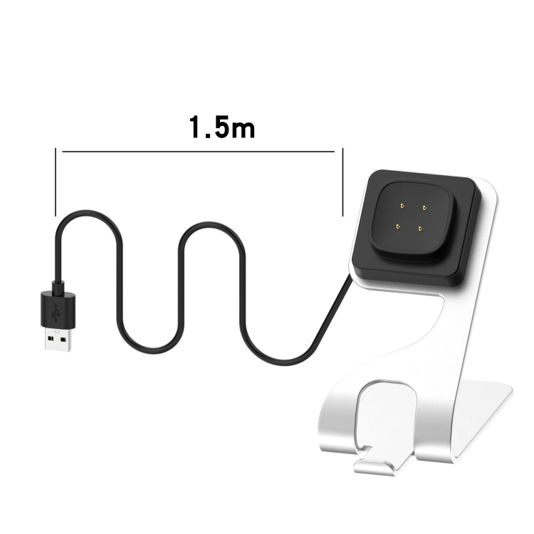 For Fitbit Versa4 / Sense2 Portable Magnetic Metal Charger Holder Cable Length:1.5m(Silver) - Smart Wear by buy2fix | Online Shopping UK | buy2fix