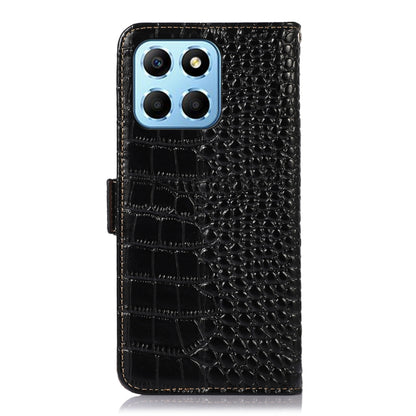 For Honor X8 5G Crocodile Top Layer Cowhide Leather Phone Case(Black) - Honor Cases by buy2fix | Online Shopping UK | buy2fix