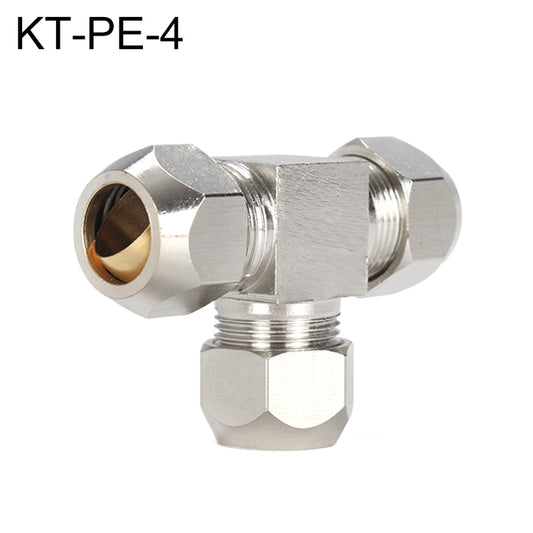 KT-PE-4 LAIZE Nickel Plated Copper T Type Tee Pneumatic Quick Fitting Copper Pipe Connector -  by LAIZE | Online Shopping UK | buy2fix