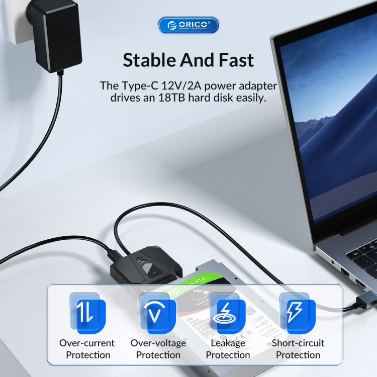 ORICO UTS1 USB 3.0 2.5-inch SATA HDD Adapter with 12V 2A Power Adapter, Cable Length:1m(AU Plug) - USB to IDE / SATA by ORICO | Online Shopping UK | buy2fix