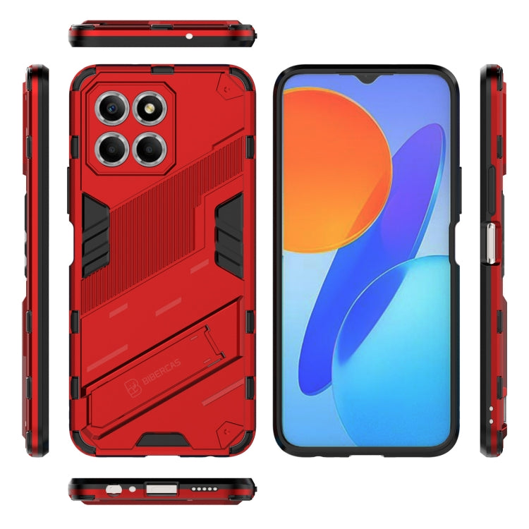 For Honor X8 5G Punk Armor PC + TPU Phone Case with Holder(Red) - Honor Cases by buy2fix | Online Shopping UK | buy2fix