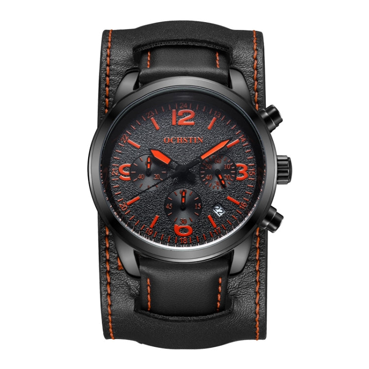 Ochstin 7230 Multifunctional Business Leather Wrist Wrist Waterproof Quartz Watch(Orange+Black) - Leather Strap Watches by OCHSTIN | Online Shopping UK | buy2fix