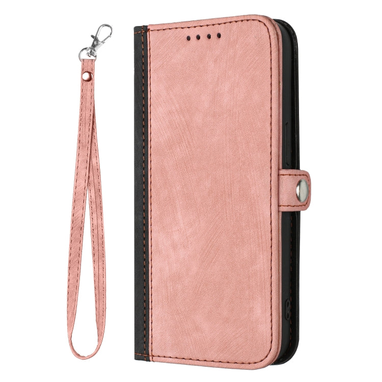 For Xiaomi Redmi 9A Side Buckle Double Fold Hand Strap Leather Phone Case(Pink) - Xiaomi Cases by buy2fix | Online Shopping UK | buy2fix