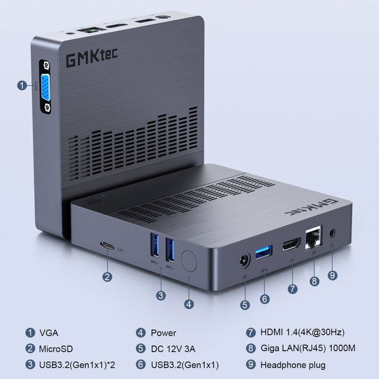 GMK KB8 Windows 11 Home Mini PC, 6GB+128GB, Intel Gemini Lake N4100 Quad Core, Support WiFi & BT(EU Plug) - Windows Mini PCs by GMKtec | Online Shopping UK | buy2fix