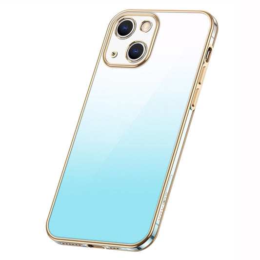 For iPhone 14 Plus SULADA Iridescence Series Plating Transparent Gradient Phone Case(Blue) - iPhone 14 Plus Cases by SULADA | Online Shopping UK | buy2fix