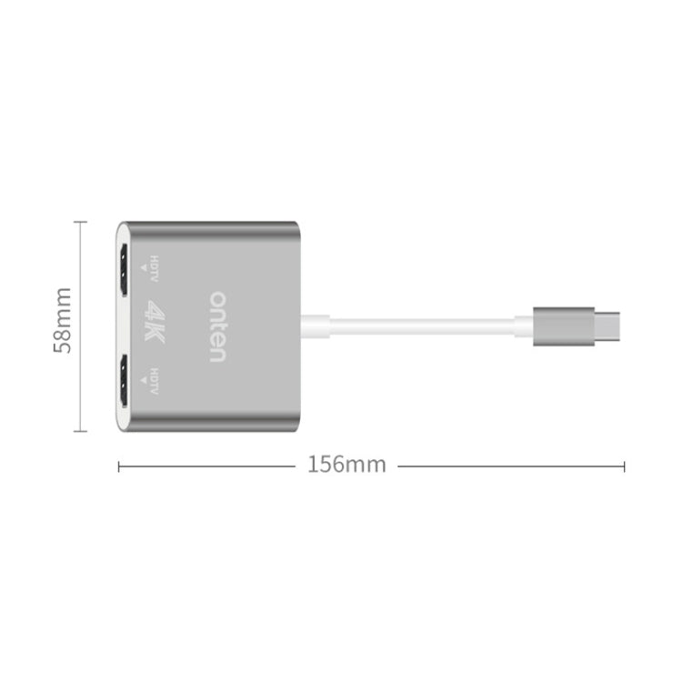 Onten OTN-9175B 4K USB-C / Type-C to Dual HDMI Output Converter(White) - Converter by Onten | Online Shopping UK | buy2fix