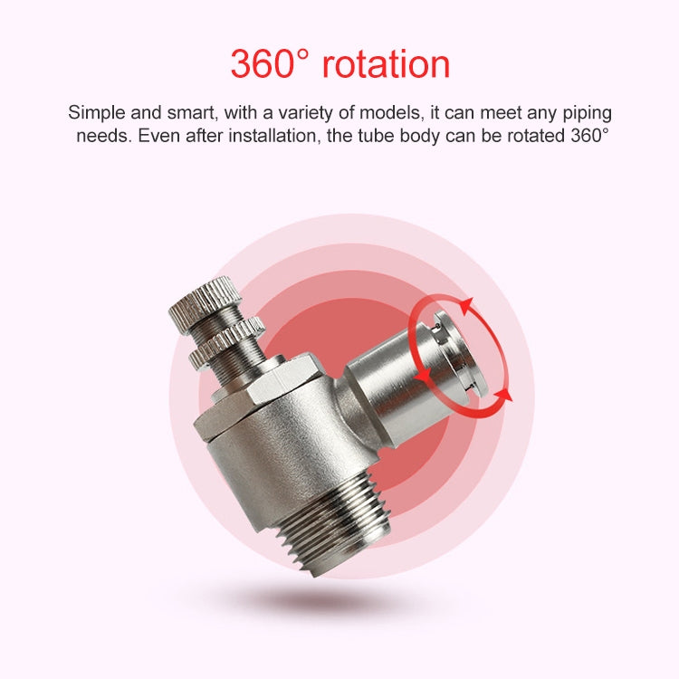 SL8-04 LAIZE Nickel Plated Copper Male Thread Throttle Valve Pneumatic Connector -  by LAIZE | Online Shopping UK | buy2fix