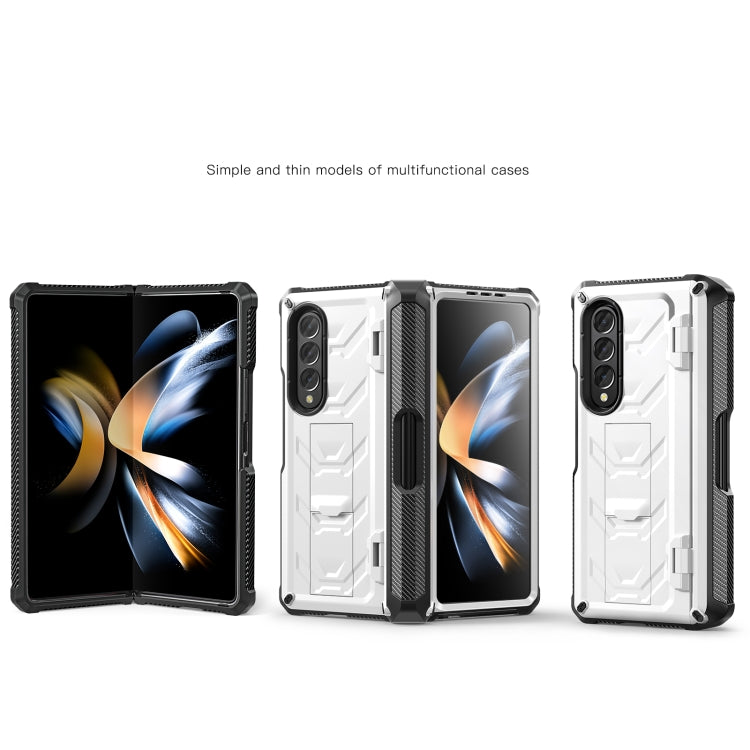 For Samsung Galaxy Z Fold4 5G SM-F936 Armored All-inclusive Shockproof Folding Phone Case(White) - Galaxy Z Fold4 5G Cases by buy2fix | Online Shopping UK | buy2fix