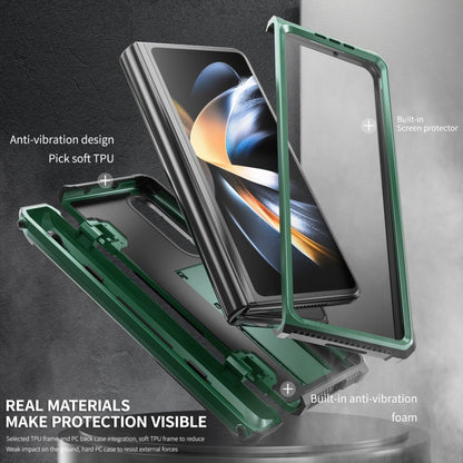 For Samsung Galaxy Z Fold4 5G SM-F936 Armored All-inclusive Shockproof Folding Phone Case(Green) - Galaxy Z Fold4 5G Cases by buy2fix | Online Shopping UK | buy2fix