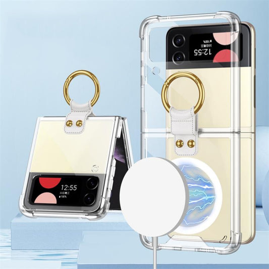 For Samsung Galaxy Z Flip4 GKK MagSafe Airbag Shockproof Phone Case with Ring Holder(Transparent) - Galaxy Z Flip4 5G Cases by GKK | Online Shopping UK | buy2fix