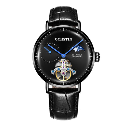 OCHSTIN 6121B Masterpiece Tourbillon Mechanical Men Watch(Black-Black) - Leather Strap Watches by OCHSTIN | Online Shopping UK | buy2fix