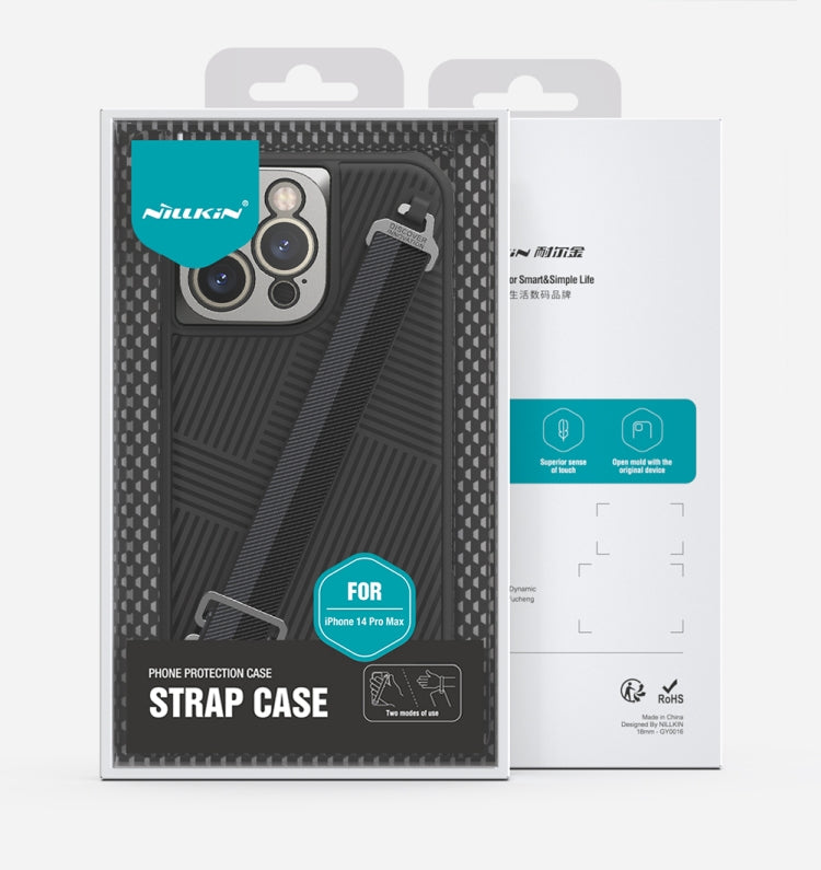 For iPhone 14 Pro Max NILLKIN Full Coverage Phone Case with Wrist Strap(Blue) - iPhone 14 Pro Max Cases by NILLKIN | Online Shopping UK | buy2fix