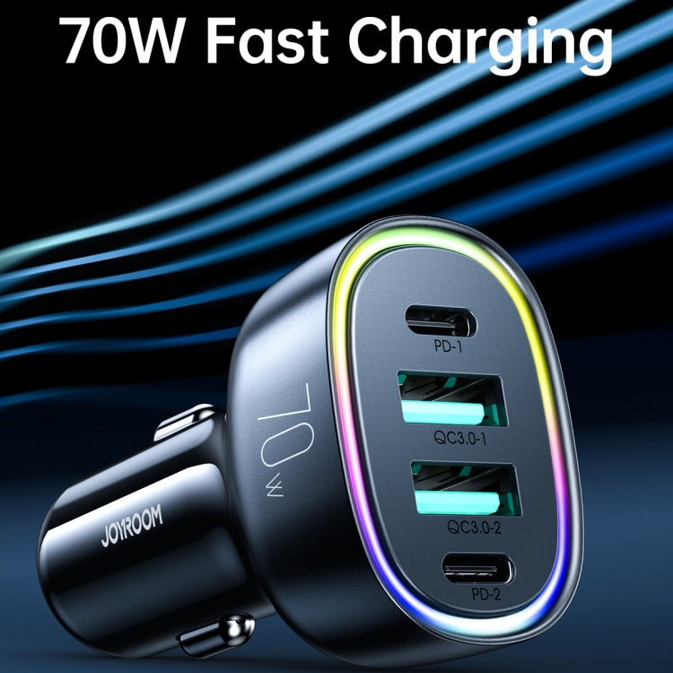 JOYROOM JR-CL29  70W 4-Port USB + Type-C Car Charger(Black) - In Car by JOYROOM | Online Shopping UK | buy2fix