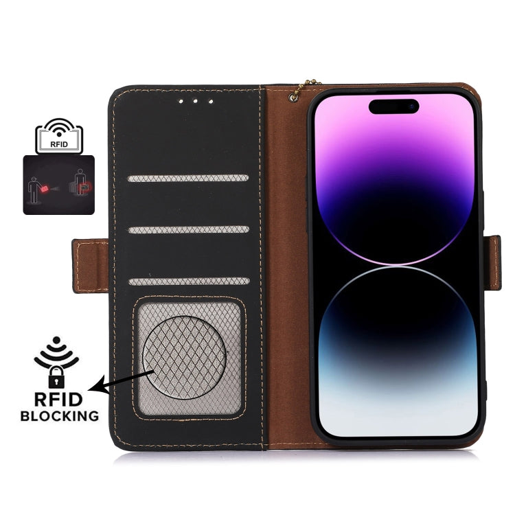 For Samsung Galaxy S22 Ultra 5G Genuine Leather Magnetic RFID Leather Phone Case(Black) - Galaxy S22 Ultra 5G Cases by buy2fix | Online Shopping UK | buy2fix