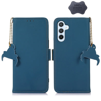 For Samsung Galaxy S23+ 5G Genuine Leather Magnetic RFID Leather Phone Case(Blue) - Galaxy S23+ 5G Cases by buy2fix | Online Shopping UK | buy2fix