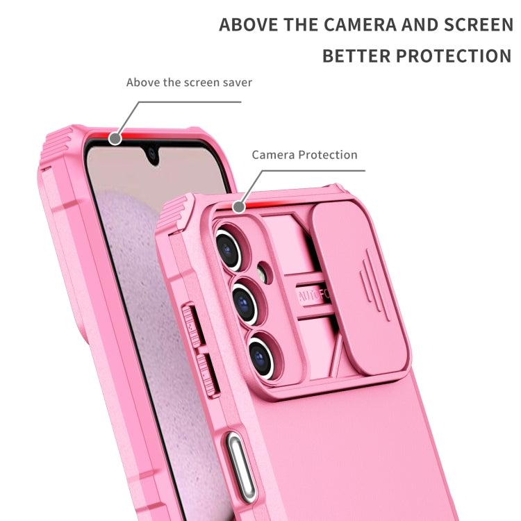 For Samsung Galaxy A14 5G Stereoscopic Holder Sliding Camshield Phone Case(Pink) - Galaxy Phone Cases by buy2fix | Online Shopping UK | buy2fix