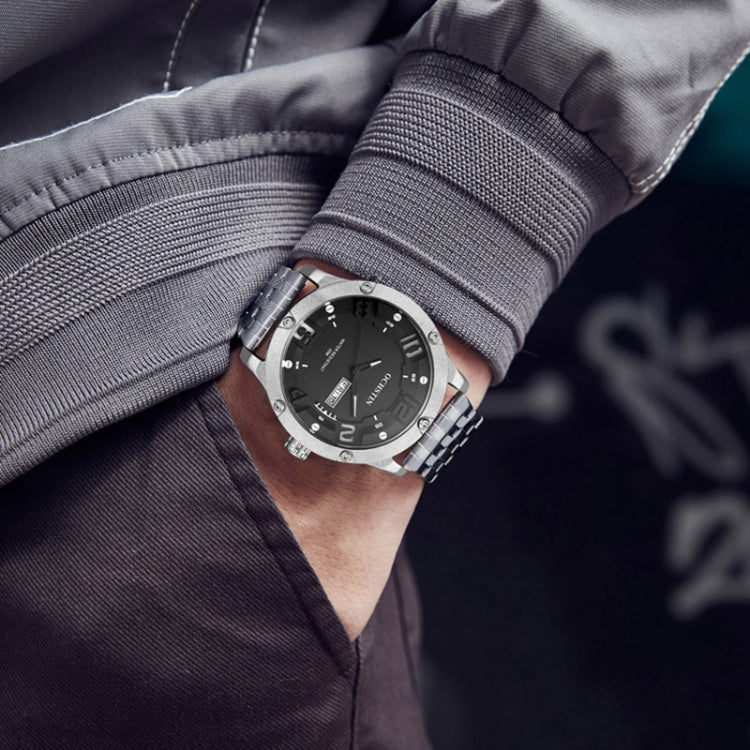 OCHSTIN 7255 Fashion Steel Strap Day-date Quartz Men Watch(Black Blue) - Metal Strap Watches by OCHSTIN | Online Shopping UK | buy2fix