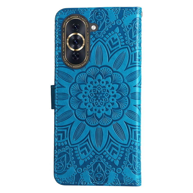 For Huawei nova 10 Embossed Sunflower Leather Phone Case(Blue) - Huawei Cases by buy2fix | Online Shopping UK | buy2fix