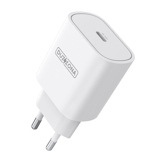 DUZZONA T6 PD 25W USB-C/Type-C Single Port Travel Charger,EU Plug(White) -  by DUZZONA | Online Shopping UK | buy2fix