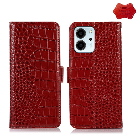 For Honor 80 SE Crocodile Top Layer Cowhide Leather Phone Case(Red) - Honor Cases by buy2fix | Online Shopping UK | buy2fix