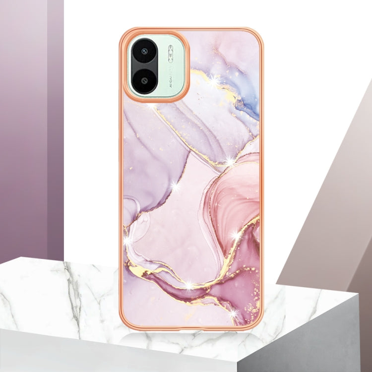 For Xiaomi Redmi A1 Electroplating Marble Dual-side IMD Phone Case(Rose Gold 005) - Xiaomi Cases by buy2fix | Online Shopping UK | buy2fix