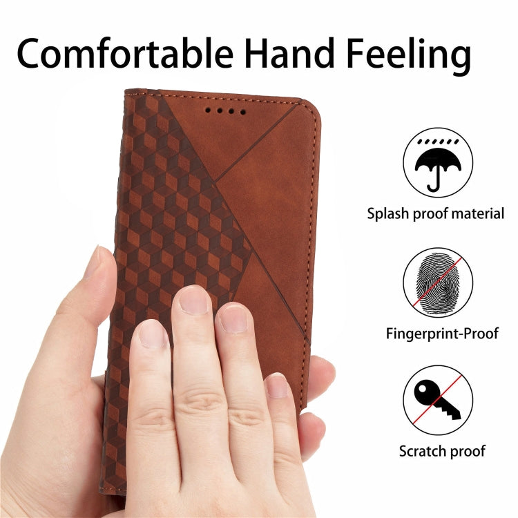 For Xiaomi 13 Diamond Splicing Skin Feel Magnetic Leather Phone Case(Brown) - 13 Cases by buy2fix | Online Shopping UK | buy2fix