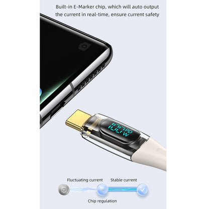 USAMS Type-C to Type-C PD100W Aluminum Alloy Transparent Digital Display Fast Charge Data Cable, Cable Length:2m(Purple) -  by USAMS | Online Shopping UK | buy2fix