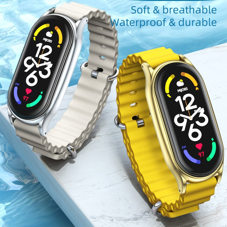 For Xiaomi Mi Band 7 / 7 NFC MIJOBS PLUS Marine Silicone Breathable Watch Band(Yellow Silver) - Watch Bands by MIJOBS | Online Shopping UK | buy2fix