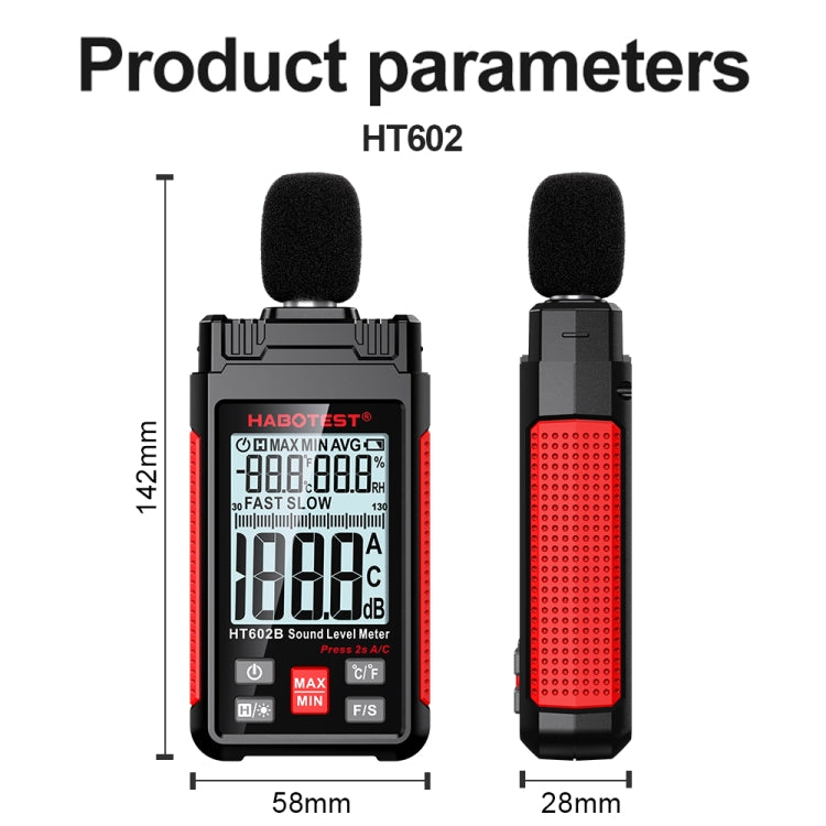 HABOTEST HT602B Multifunctional Digital Display Noise Decibel Tester - Light & Sound Meter by HABOTEST | Online Shopping UK | buy2fix