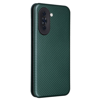 For Huawei nova 10 Carbon Fiber Texture Flip Leather Phone Case(Green) - Huawei Cases by buy2fix | Online Shopping UK | buy2fix