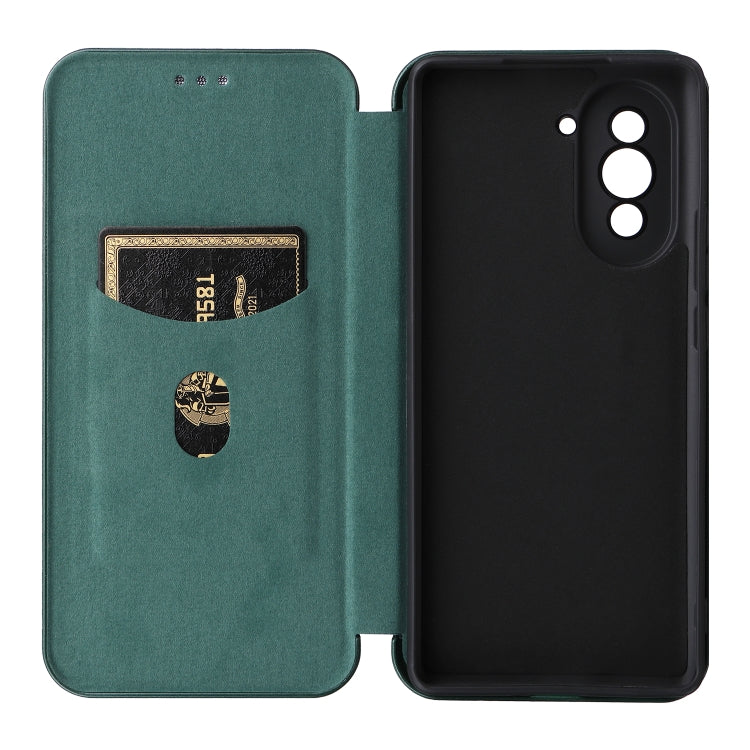 For Huawei nova 10 Carbon Fiber Texture Flip Leather Phone Case(Green) - Huawei Cases by buy2fix | Online Shopping UK | buy2fix