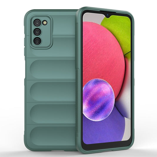 For Samsung Galaxy A03s India Version Magic Shield TPU + Flannel Phone Case(Dark Green) - Galaxy Phone Cases by buy2fix | Online Shopping UK | buy2fix