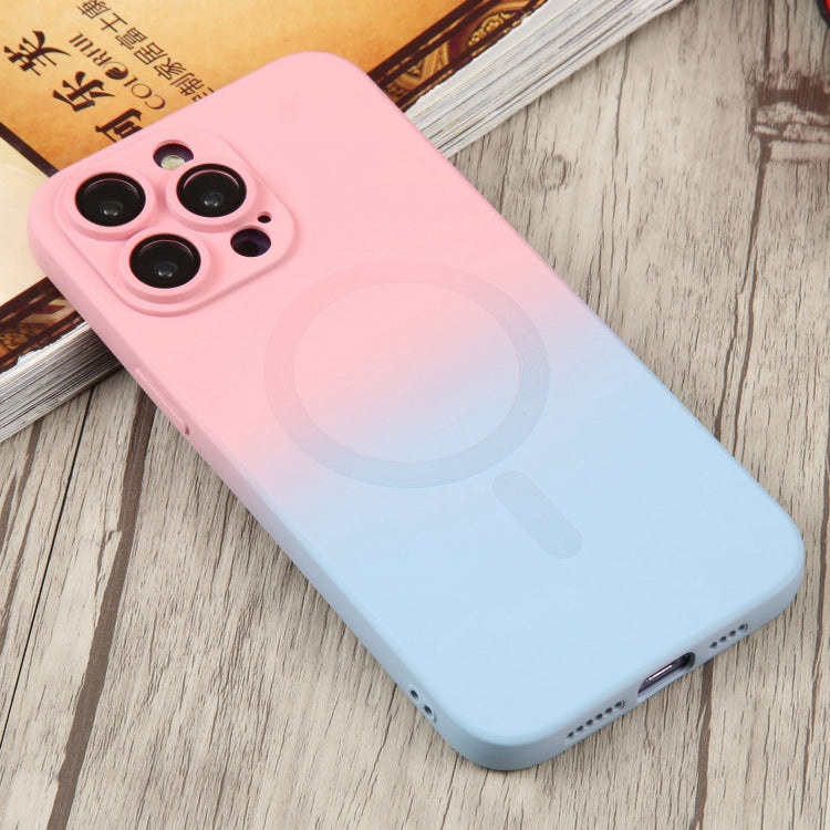 For iPhone 11 Liquid TPU Silicone Gradient MagSafe Phone Case(Pink Blue) - iPhone 11 Cases by buy2fix | Online Shopping UK | buy2fix