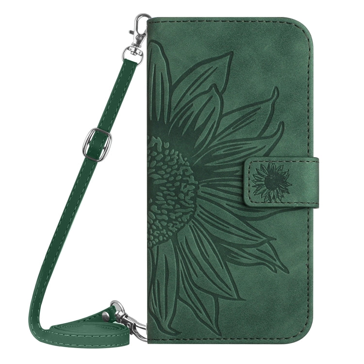 For TCL 40 SE HT04 Skin Feel Sun Flower Embossed Flip Leather Phone Case with Lanyard(Green) - More Brand by buy2fix | Online Shopping UK | buy2fix