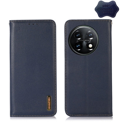 For OnePlus 11 5G KHAZNEH Nappa Top Layer Cowhide Leather Phone Case(Blue) - OnePlus Cases by buy2fix | Online Shopping UK | buy2fix