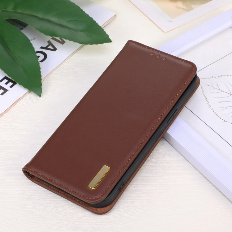 For Motorola Moto G53 5G KHAZNEH Nappa Top Layer Cowhide Leather Phone Case(Brown) - Motorola Cases by buy2fix | Online Shopping UK | buy2fix