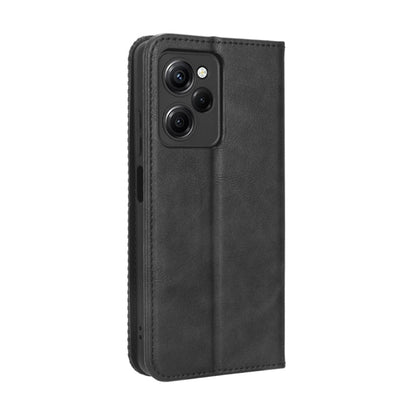 For Xiaomi Redmi Note 12 Pro 5G Speed / Poco X5 Pro Magnetic Buckle Retro Texture Leather Phone Case(Black) - Note 12 Pro Cases by buy2fix | Online Shopping UK | buy2fix