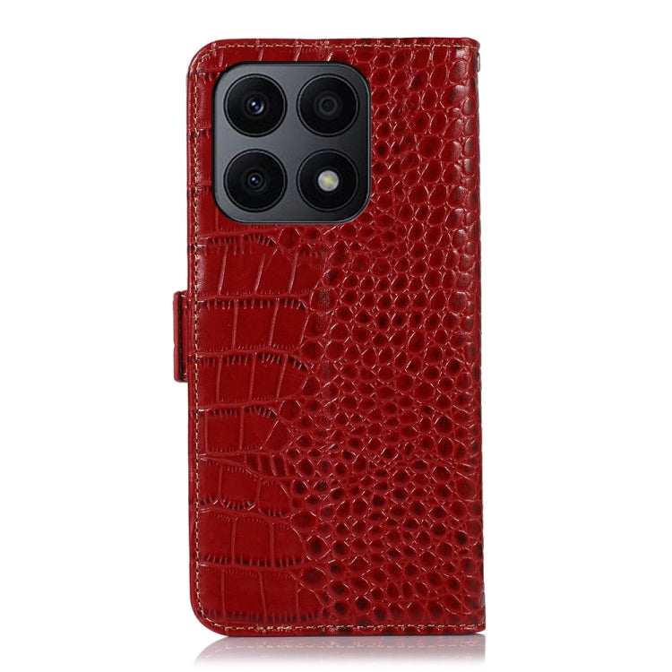 For Honor X8a 4G Crocodile Top Layer Cowhide Leather Phone Case(Red) - Honor Cases by buy2fix | Online Shopping UK | buy2fix