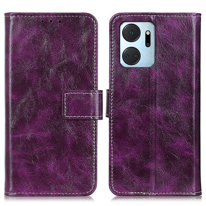 For Honor X7A Retro Crazy Horse Texture Horizontal Flip Leather Phone Case(Purple) - Honor Cases by buy2fix | Online Shopping UK | buy2fix