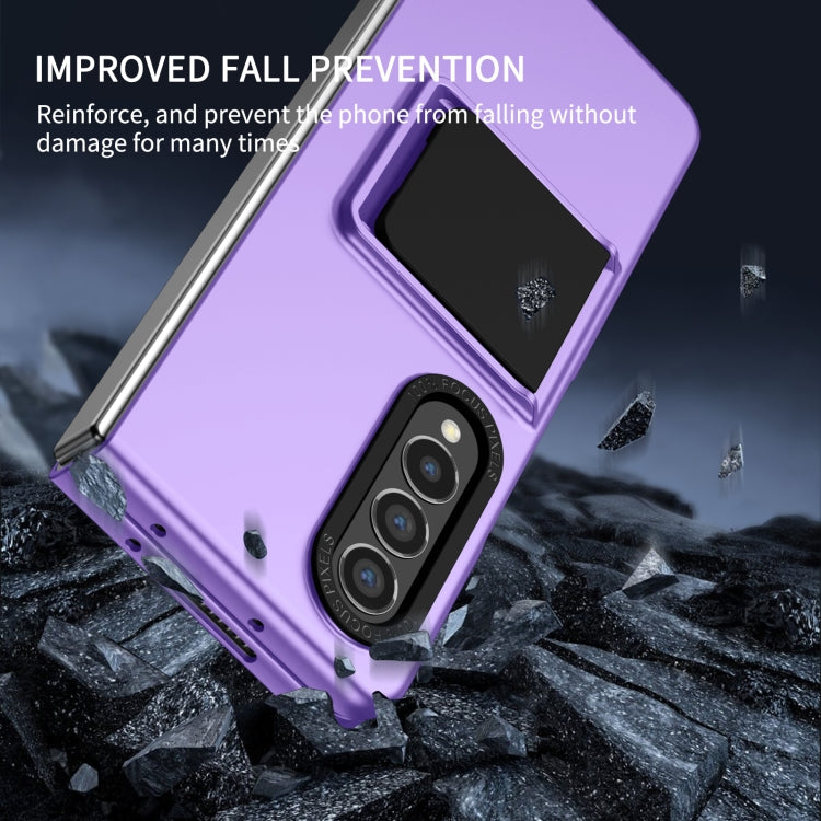 For Samsung Galaxy Z Fold3 5G Three-dimensional Folding Holder PC Phone Case(Purple) - Galaxy Phone Cases by buy2fix | Online Shopping UK | buy2fix