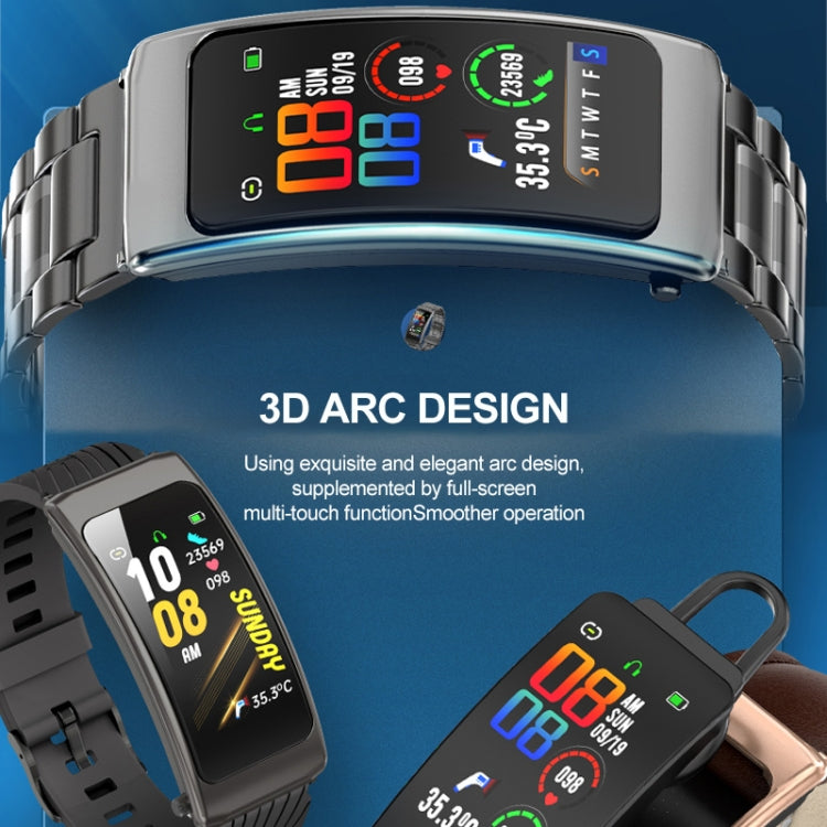 K20 1.14 inch Leather Band Earphone Detachable Life Waterproof Smart Watch Support Bluetooth Call(Black) - Smart Wear by buy2fix | Online Shopping UK | buy2fix